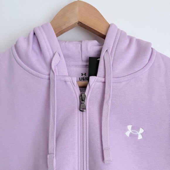 Under Armour Women's Pink Rival Fleece Cropped Full Zip Hoodie, Size L, XL - Picture 3 of 10